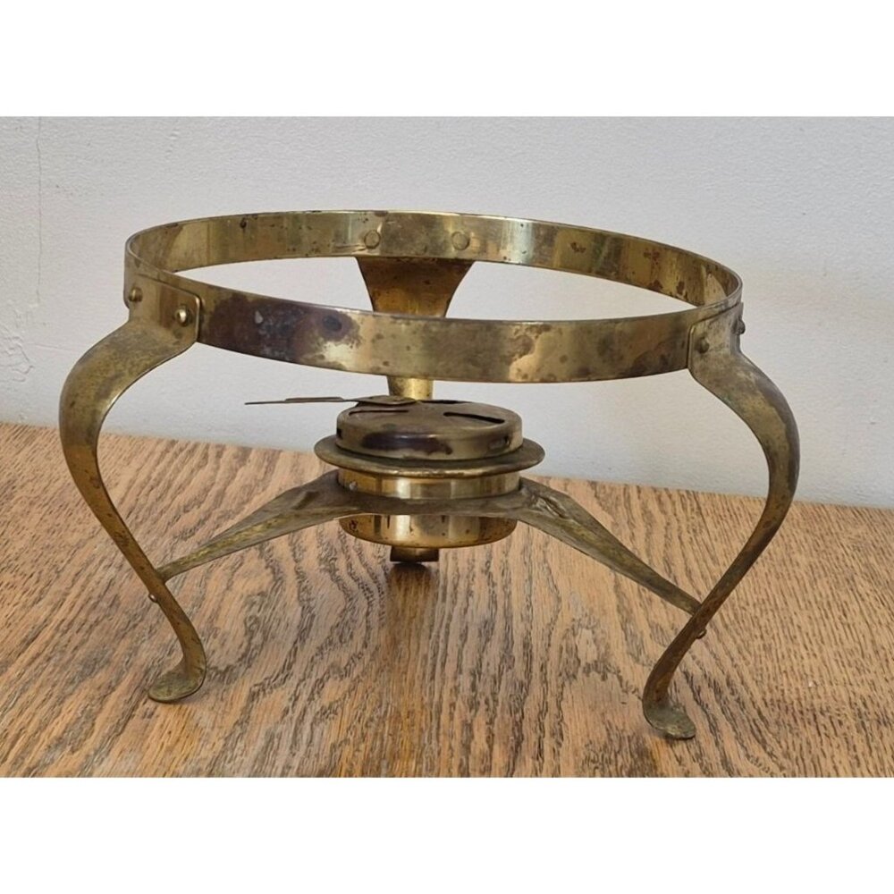 Vintage Brass Metal Footed Food Warmer Chafing Dish Stand